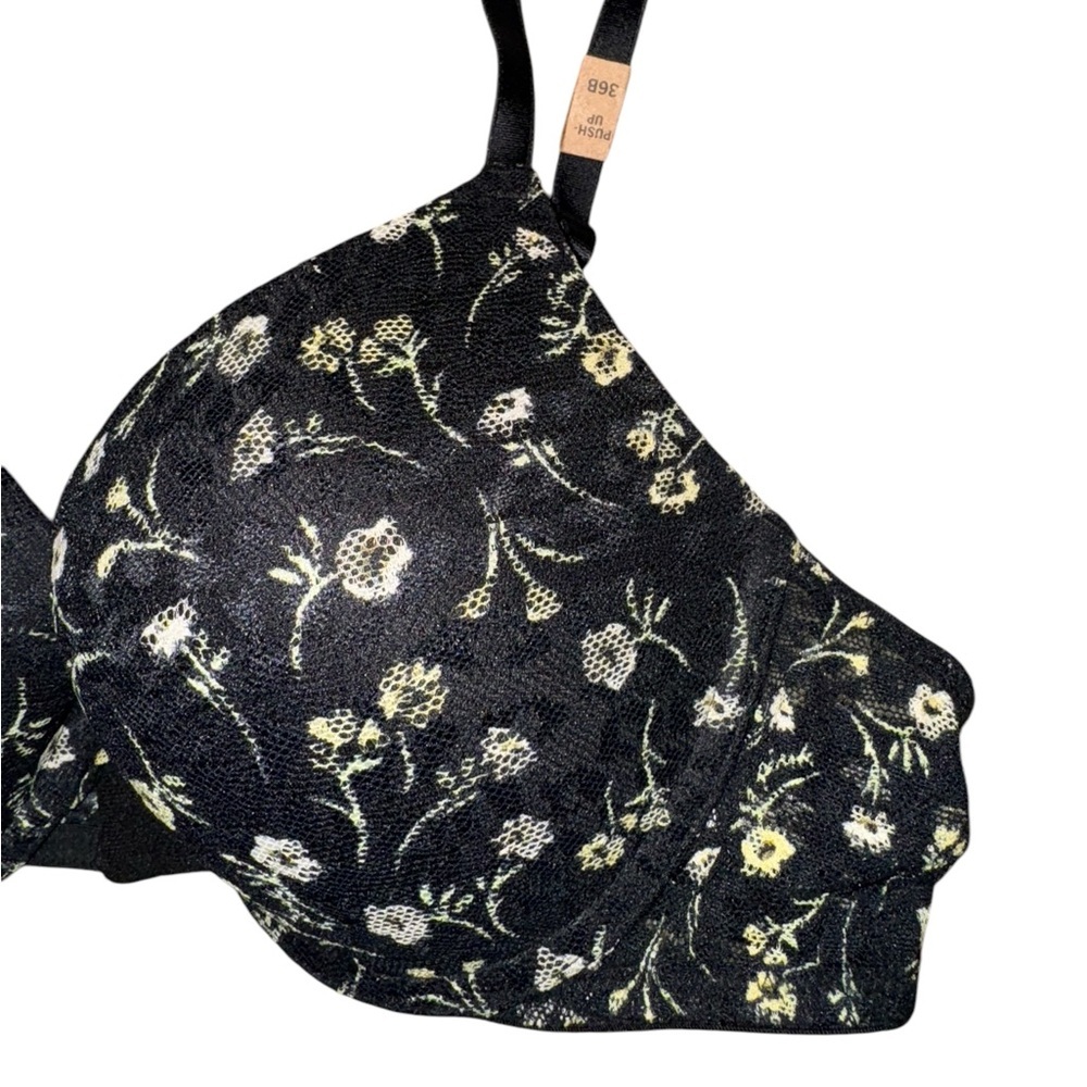 PINK Victoria’s Secret NWT Wear Everywhere PushUp Bra, Black Gold Floral, 36B - Picture 5 of 9